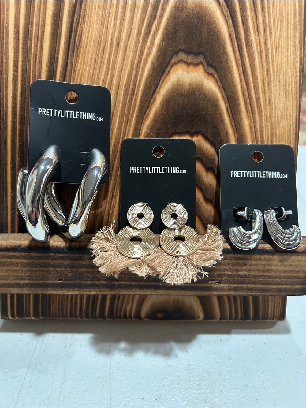 PrettyLittleThing Silver & Beige 3-Pair Earring Set